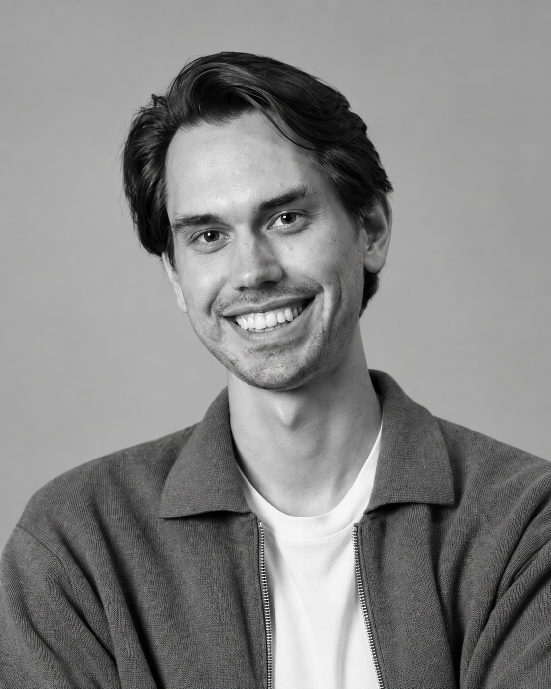 Black-and-white portrait of Niklas Palm